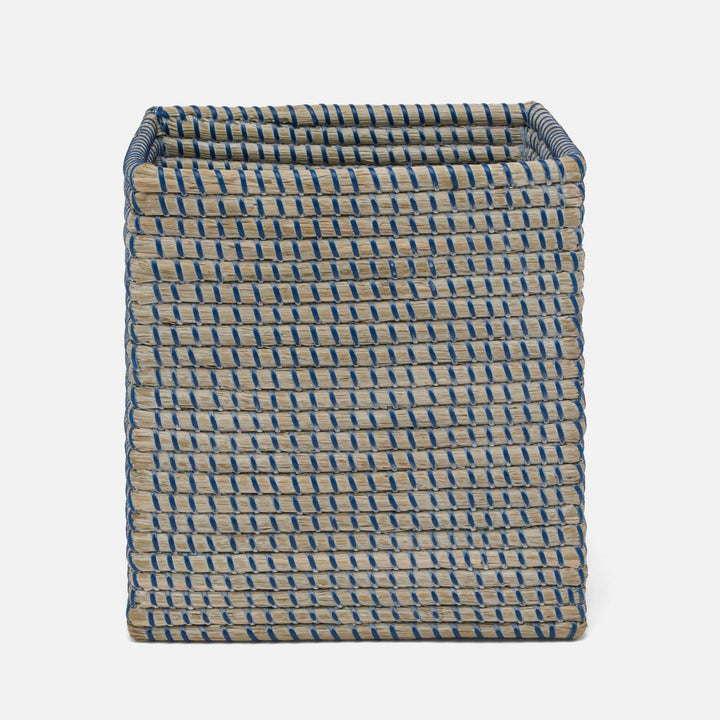 Kythira, Whitewashed/Navy, Wastebasket, Rectangular Straight, Seagrass