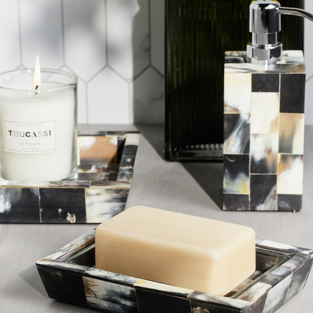 Lark, Dark, Soap Dish, Rectangular Tapered, Horn