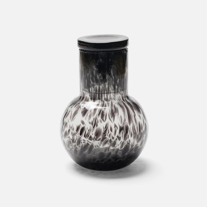 Lausanne, Black Leopard, Round Carafe, Hand Blown Glass