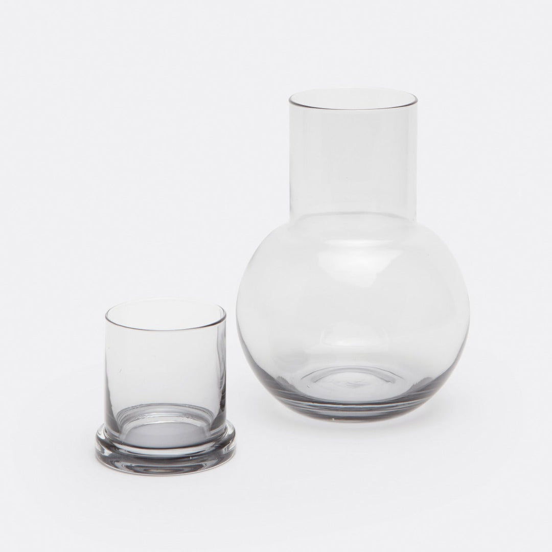 Lausanne, Round Carafe, Light Gray, Hand Blown Glass