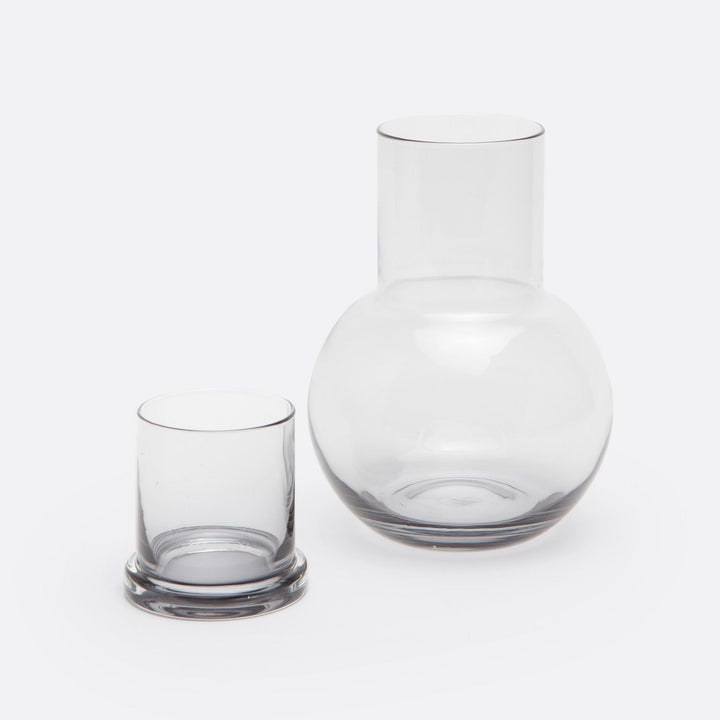 Lausanne, Round Carafe, Light Gray, Hand Blown Glass