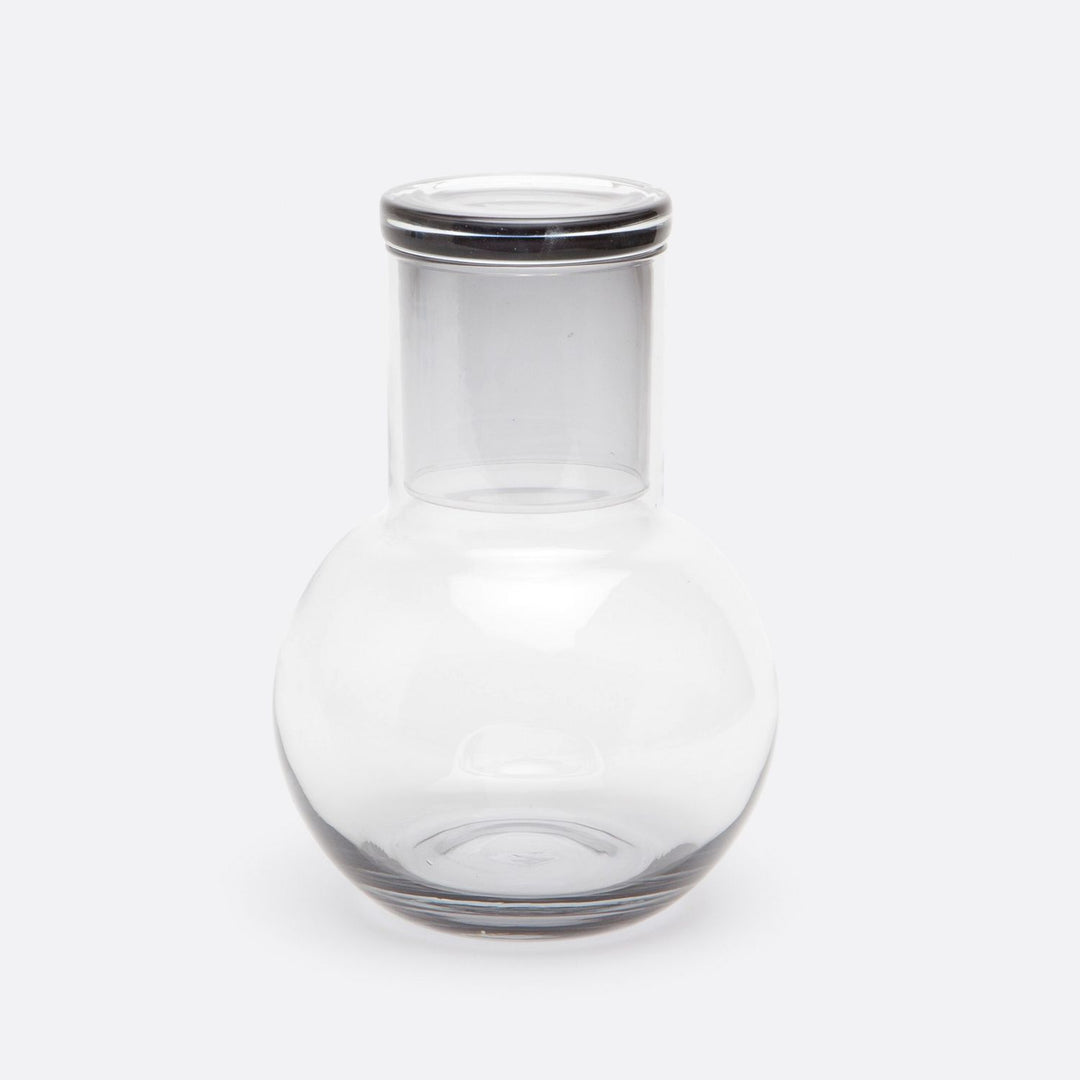Lausanne, Round Carafe, Light Gray, Hand Blown Glass