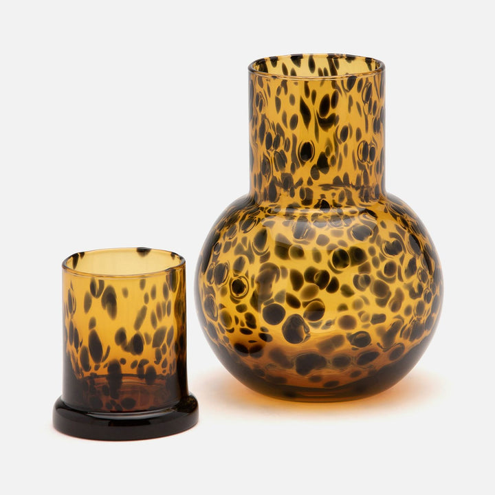 Lausanne, Round Carafe, Tortoise Shell, Hand Blown Glass