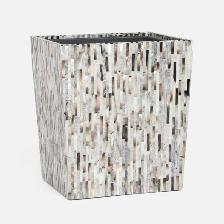 Luzia, Silver Mix, Wastebasket, Rectangular Tapered, Romblon Stone/Shell/Metal