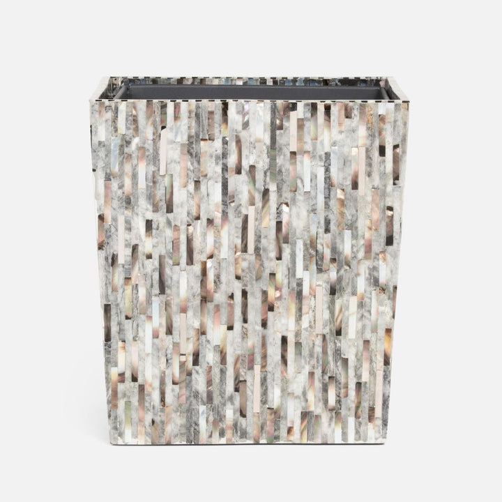 Luzia, Silver Mix, Wastebasket, Rectangular Tapered, Romblon Stone/Shell/Metal