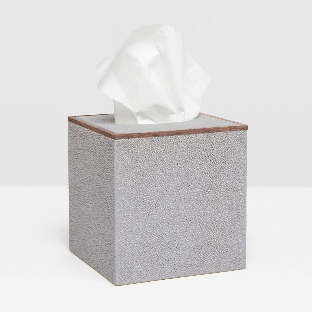 Manchester, Ash Gray, Tissue Box, Square Straight, Realistic Faux Shagreen