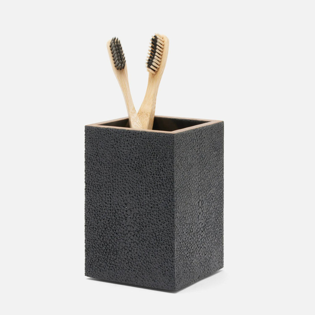Manchester, Black, Brush Holder, Square Straight, Realistic Faux Shagreen