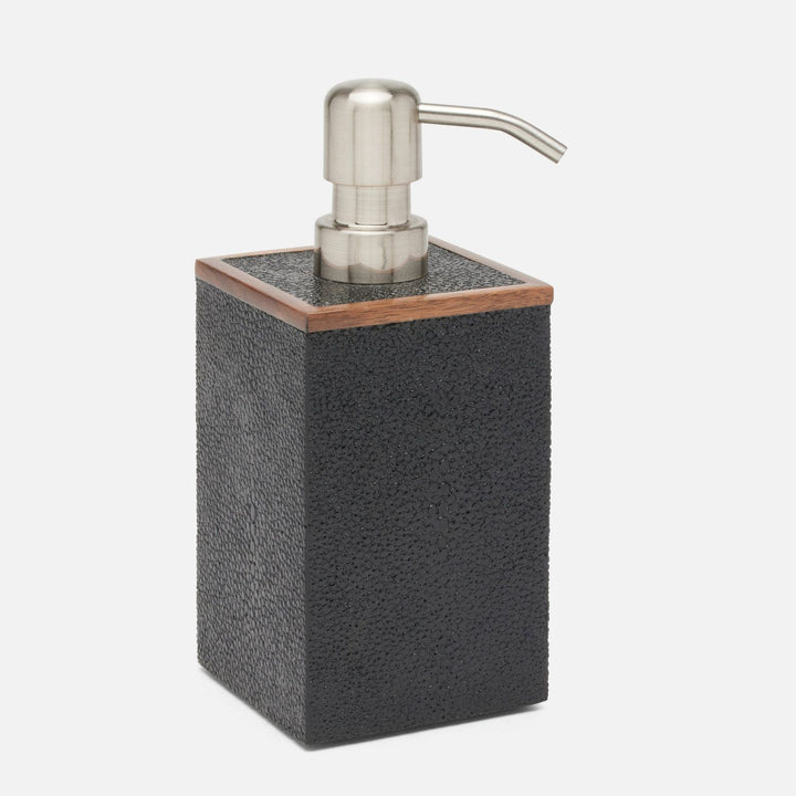 Manchester, Black, Soap Pump, Square Straight, Realistic Faux Shagreen