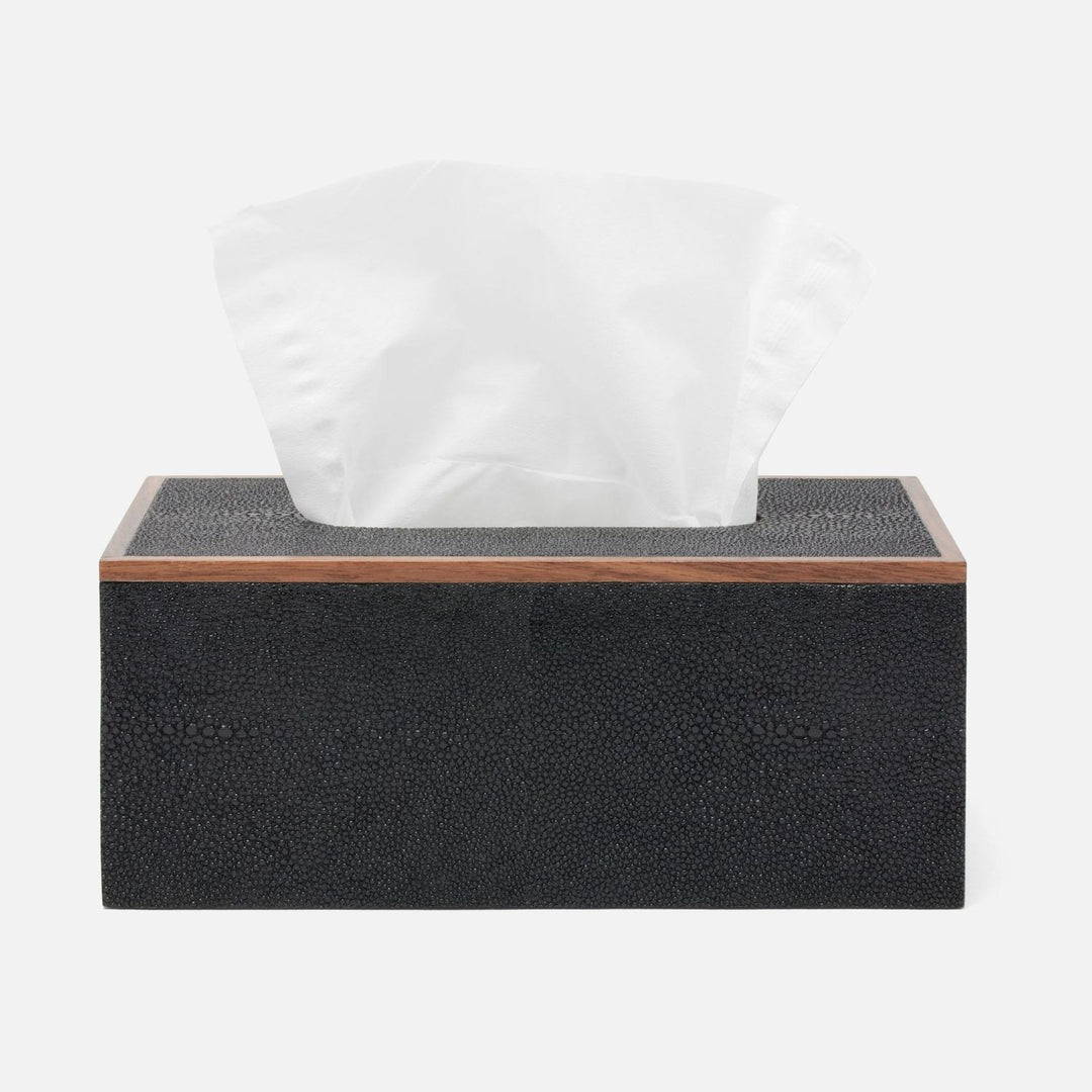 Manchester, Black, Tissue Box, Rectangular Straight, Realistic Faux Shagreen