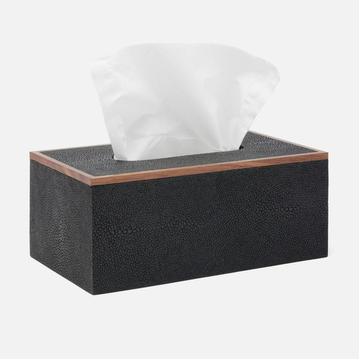Manchester, Black, Tissue Box, Rectangular Straight, Realistic Faux Shagreen