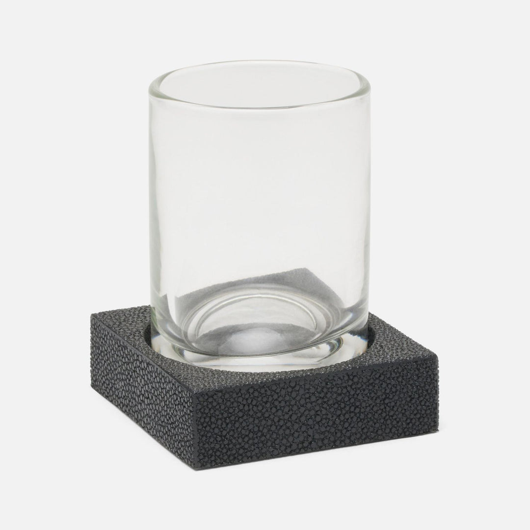 Manchester, Black, Tumbler Set, Square Straight, Realistic Faux Shagreen, M/2