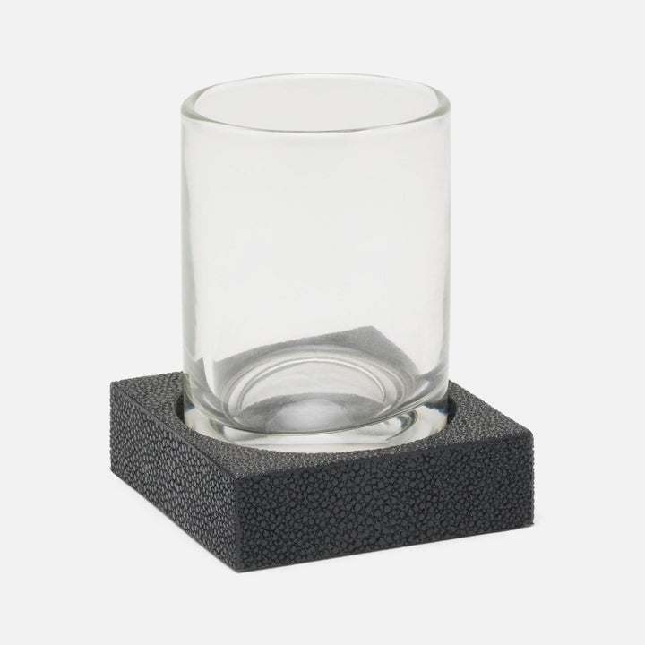 Manchester, Black, Tumbler Set, Square Straight, Realistic Faux Shagreen, M/2