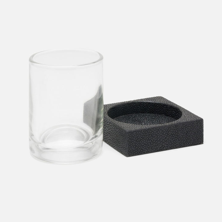 Manchester, Black, Tumbler Set, Square Straight, Realistic Faux Shagreen, M/2