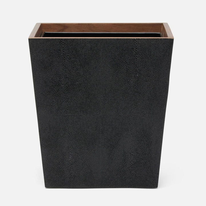 Manchester, Black, Wastebasket, Rectangular Tapered, Realistic Faux Shagreen