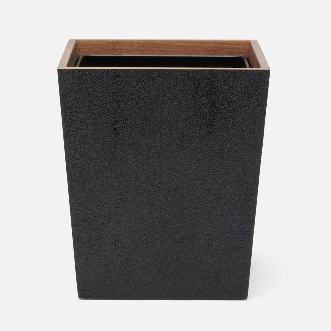 Manchester, Black, Wastebasket, Square Tapered, Realistic Faux Shagreen