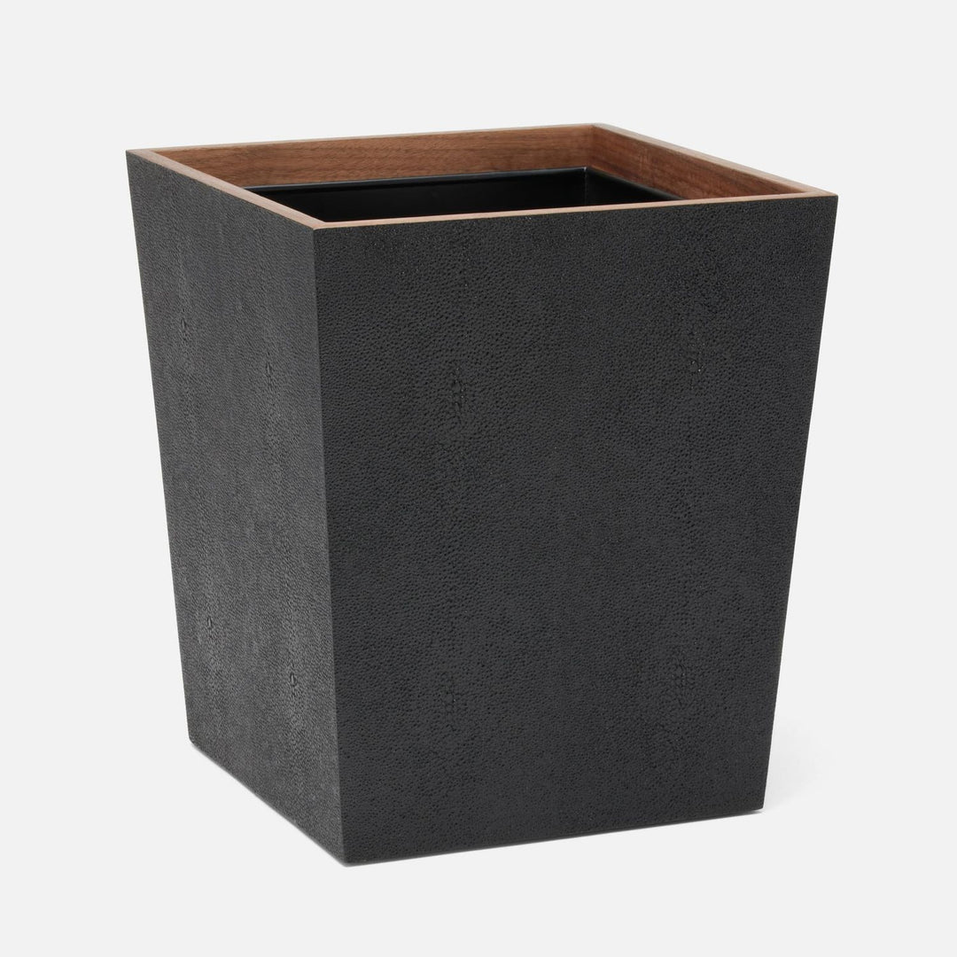 Manchester, Black, Wastebasket, Square Tapered, Realistic Faux Shagreen