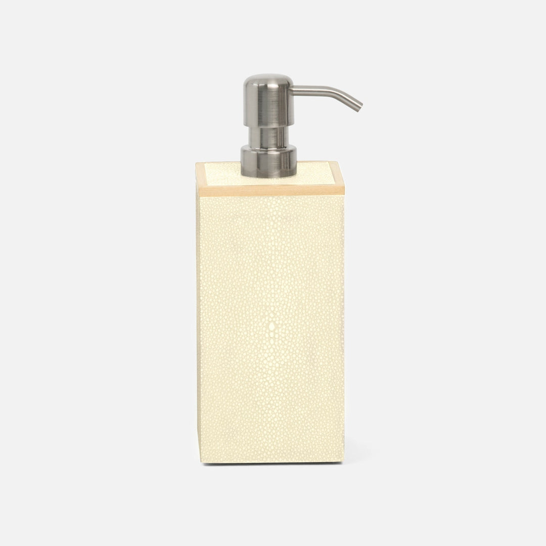 Manchester, Ivory, Soap Pump, Square Straight, Realistic Faux Shagreen