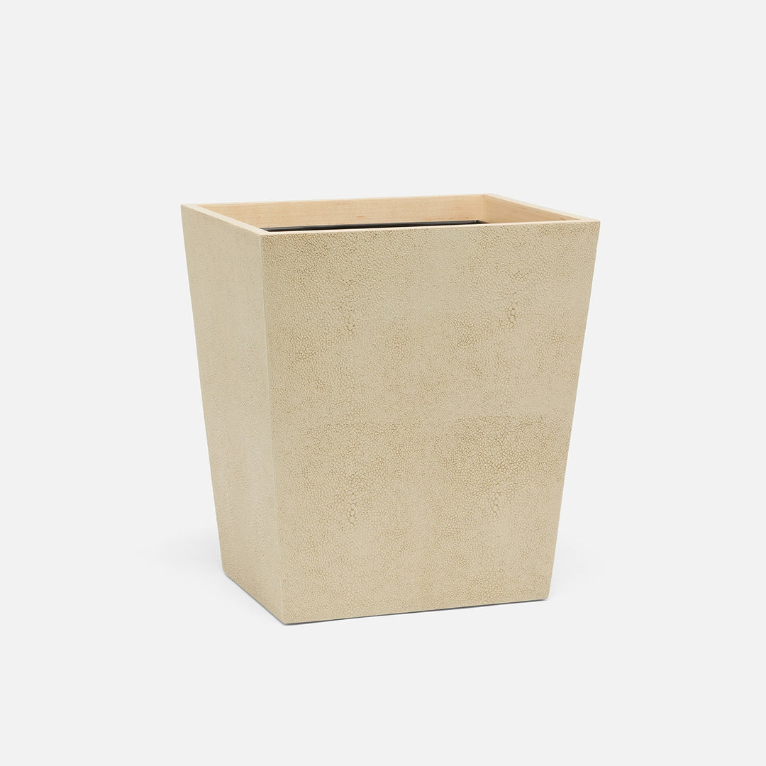 Manchester, Ivory, Wastebasket, Rectangular Tapered, Realistic Faux Shagreen