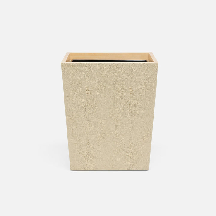 Manchester, Ivory, Wastebasket, Square Tapered, Realistic Faux Shagreen