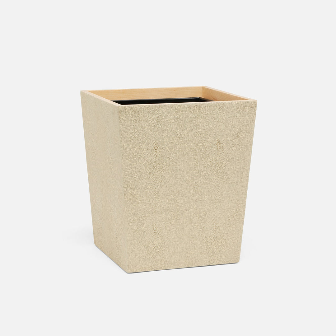 Manchester, Ivory, Wastebasket, Square Tapered, Realistic Faux Shagreen