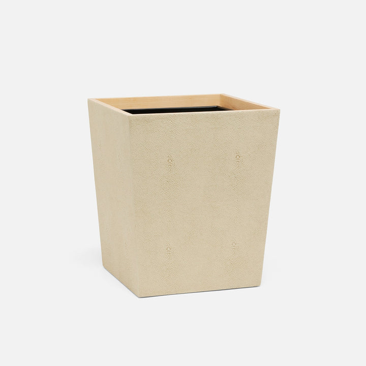 Manchester, Ivory, Wastebasket, Square Tapered, Realistic Faux Shagreen