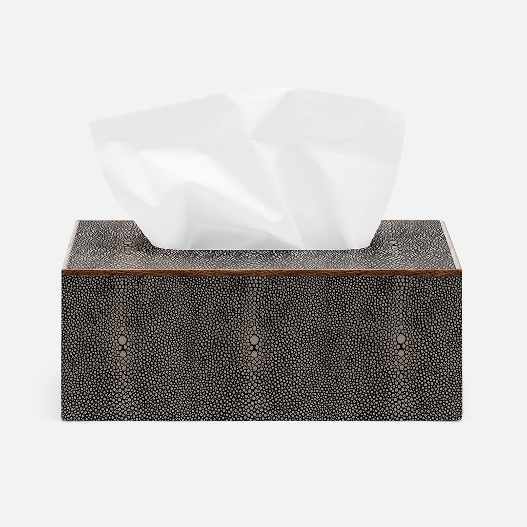 Manchester, Dark Mushroom, Tissue Box, Rectangular Straight, Realistic Faux Shagreen