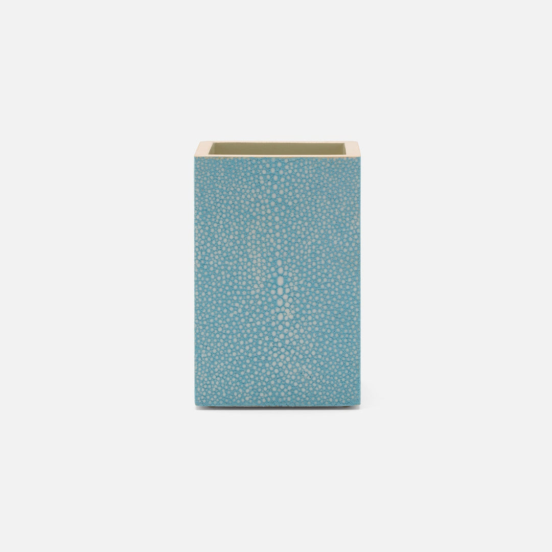 Manchester, Powder Blue, Brush Holder, Square Straight, Realistic Faux Shagreen
