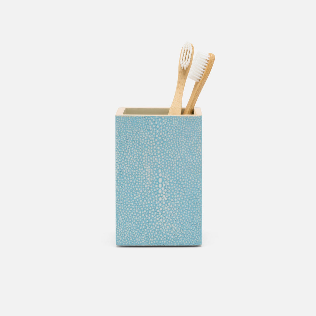 Manchester, Powder Blue, Brush Holder, Square Straight, Realistic Faux Shagreen