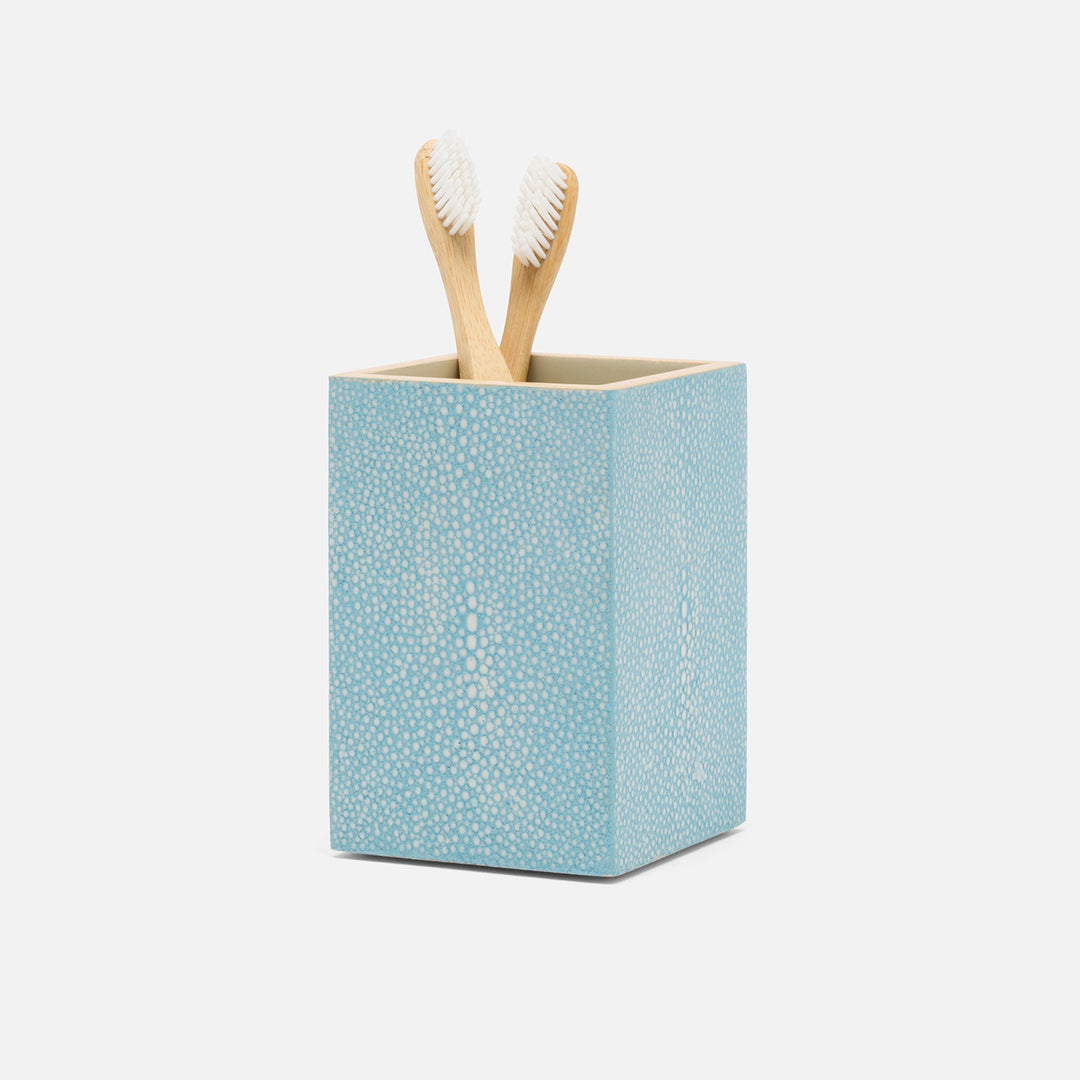 Manchester, Powder Blue, Brush Holder, Square Straight, Realistic Faux Shagreen