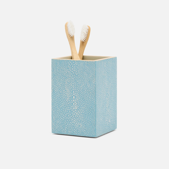 Manchester, Powder Blue, Brush Holder, Square Straight, Realistic Faux Shagreen
