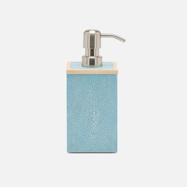 Manchester, Powder Blue, Soap Pump, Square Straight, Realistic Faux Shagreen