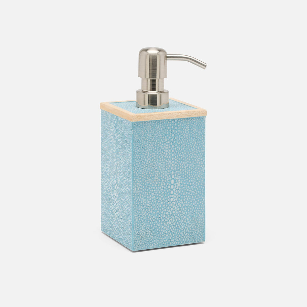 Manchester, Powder Blue, Soap Pump, Square Straight, Realistic Faux Shagreen
