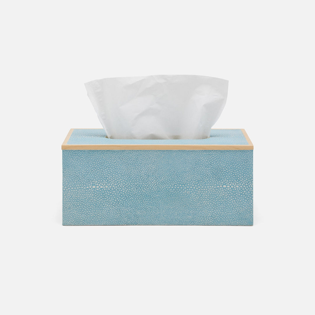 Manchester, Powder Blue, Tissue Box, Rectangular Straight, Realistic Faux Shagreen