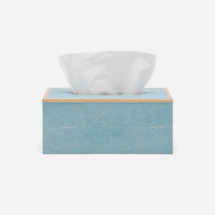 Manchester, Powder Blue, Tissue Box, Rectangular Straight, Realistic Faux Shagreen