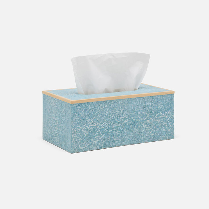 Manchester, Powder Blue, Tissue Box, Rectangular Straight, Realistic Faux Shagreen