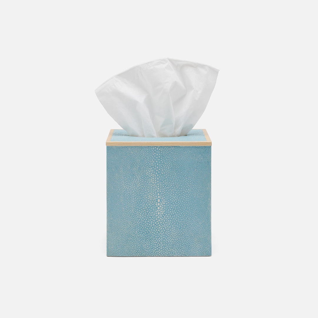 Manchester, Powder Blue, Tissue Box, Square Straight, Realistic Faux Shagreen