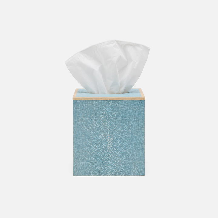 Manchester, Powder Blue, Tissue Box, Square Straight, Realistic Faux Shagreen
