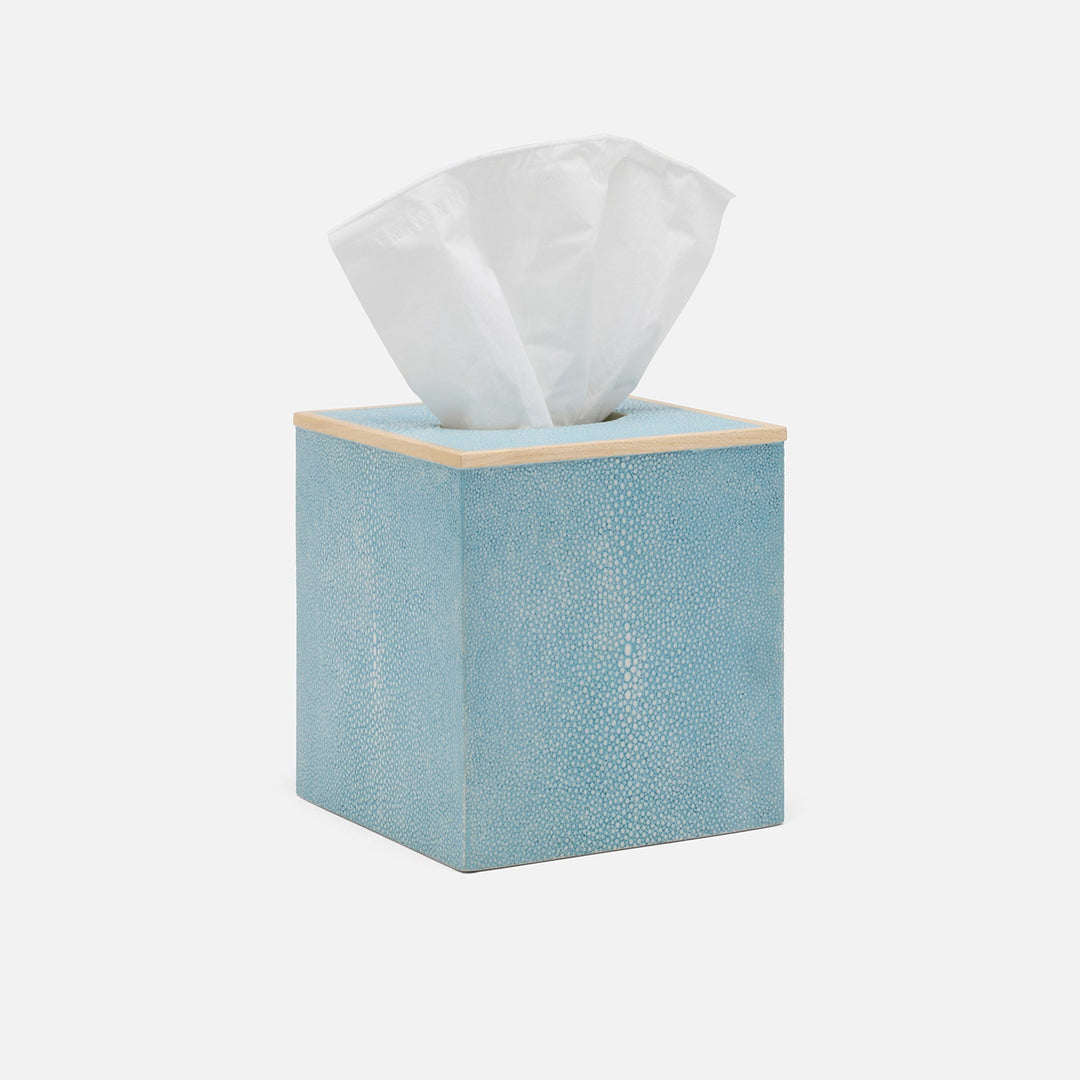 Manchester, Powder Blue, Tissue Box, Square Straight, Realistic Faux Shagreen