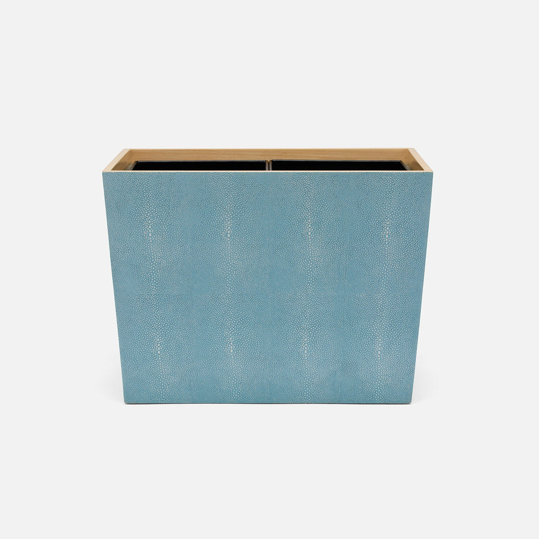 Manchester, Powder Blue, Double Wastebasket, Rectangular Tapered, Realistic Faux Shagreen