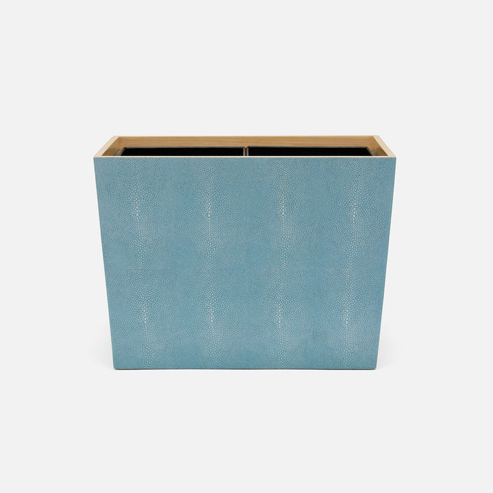 Manchester, Powder Blue, Double Wastebasket, Rectangular Tapered, Realistic Faux Shagreen