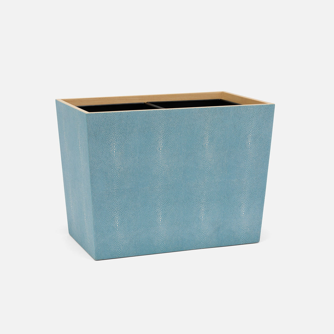 Manchester, Powder Blue, Double Wastebasket, Rectangular Tapered, Realistic Faux Shagreen