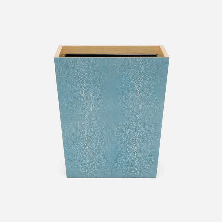 Manchester, Powder Blue, Wastebasket, Rectangular Tapered, Realistic Faux Shagreen