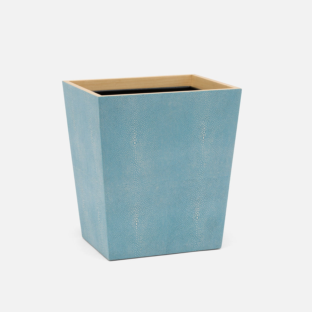 Manchester, Powder Blue, Wastebasket, Rectangular Tapered, Realistic Faux Shagreen