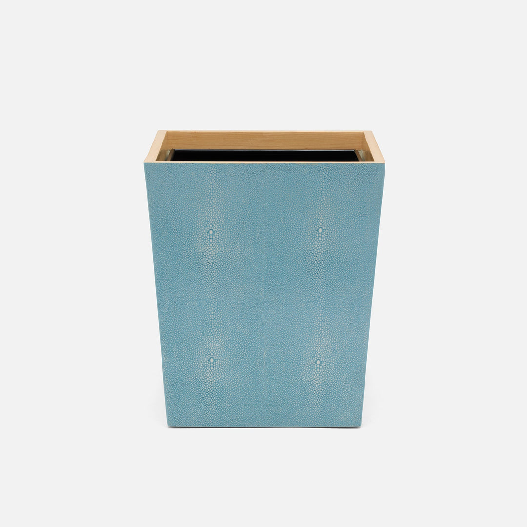 Manchester, Powder Blue, Wastebasket, Square Tapered, Realistic Faux Shagreen
