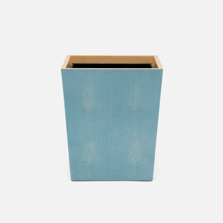 Manchester, Powder Blue, Wastebasket, Square Tapered, Realistic Faux Shagreen