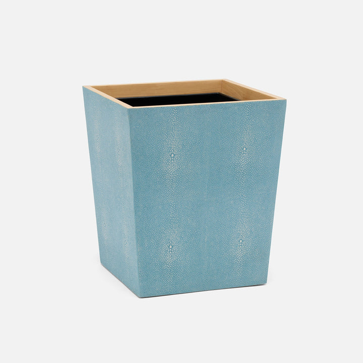 Manchester, Powder Blue, Wastebasket, Square Tapered, Realistic Faux Shagreen