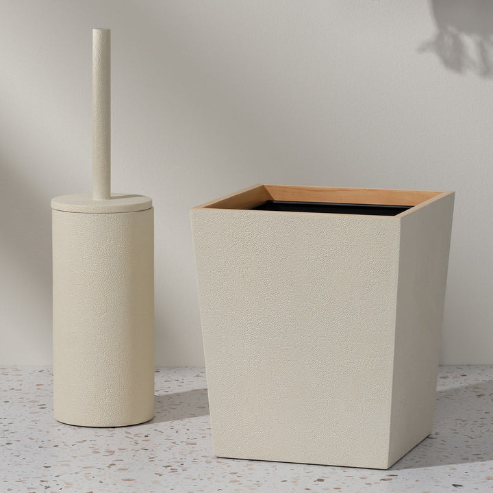 Manchester, Snow, Wastebasket, Rectangular Tapered, Realistic Faux Shagreen