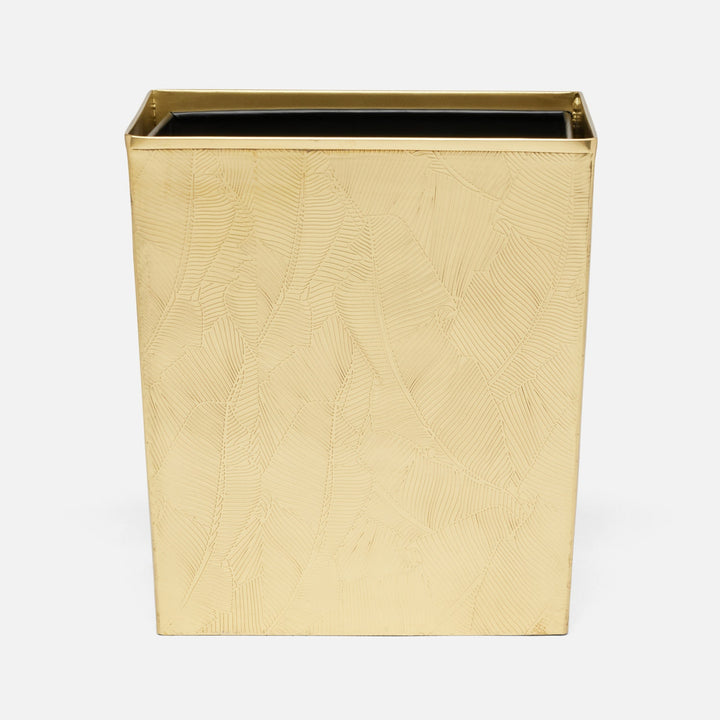 Mancora, Shiny Stainless Steel, Wastebasket, Rectangular Tapered, Etched Stainless Steel