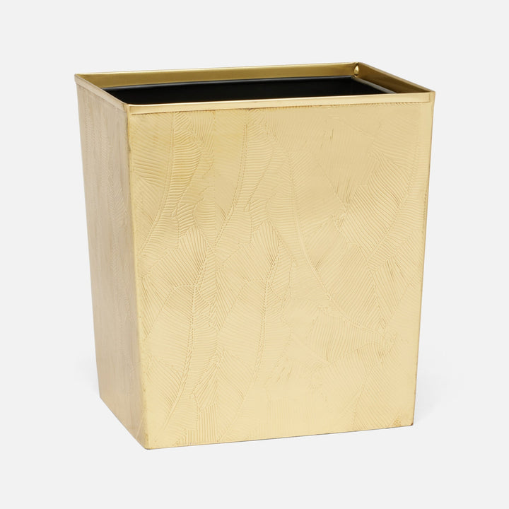Mancora, Shiny Stainless Steel, Wastebasket, Rectangular Tapered, Etched Stainless Steel