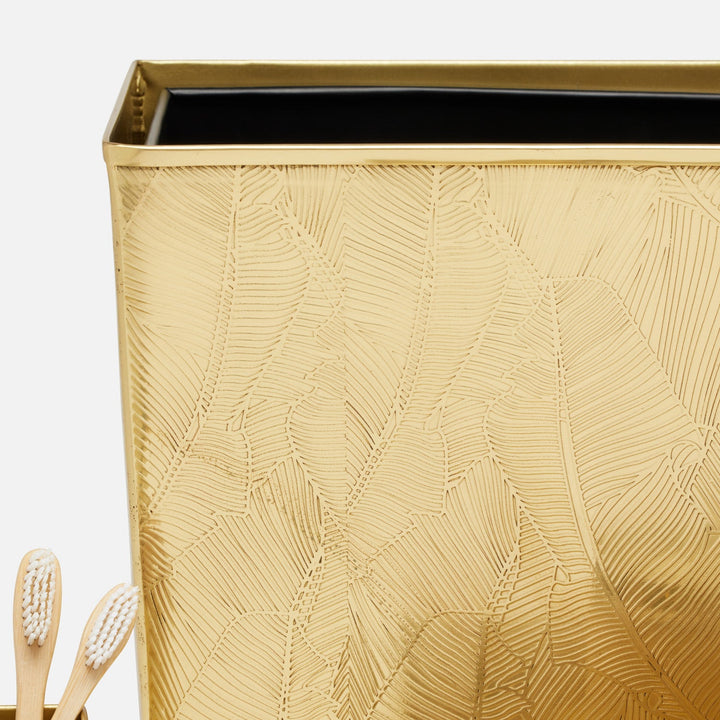 Mancora, Shiny Stainless Steel, Wastebasket, Rectangular Tapered, Etched Stainless Steel